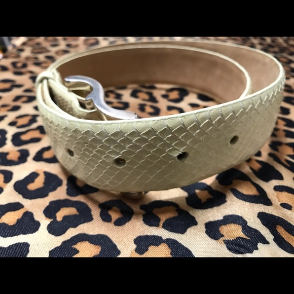 ? DKNY GENUINE SNAKESKIN WHITE LEATHER BELT LARGE main image 5